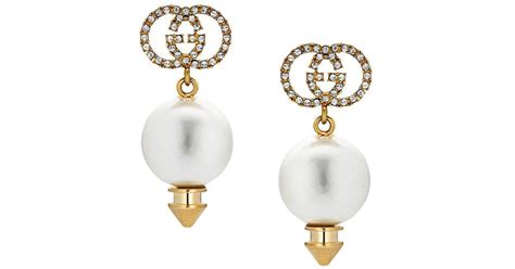 gucci pearl earrings|gucci multi stone earrings.